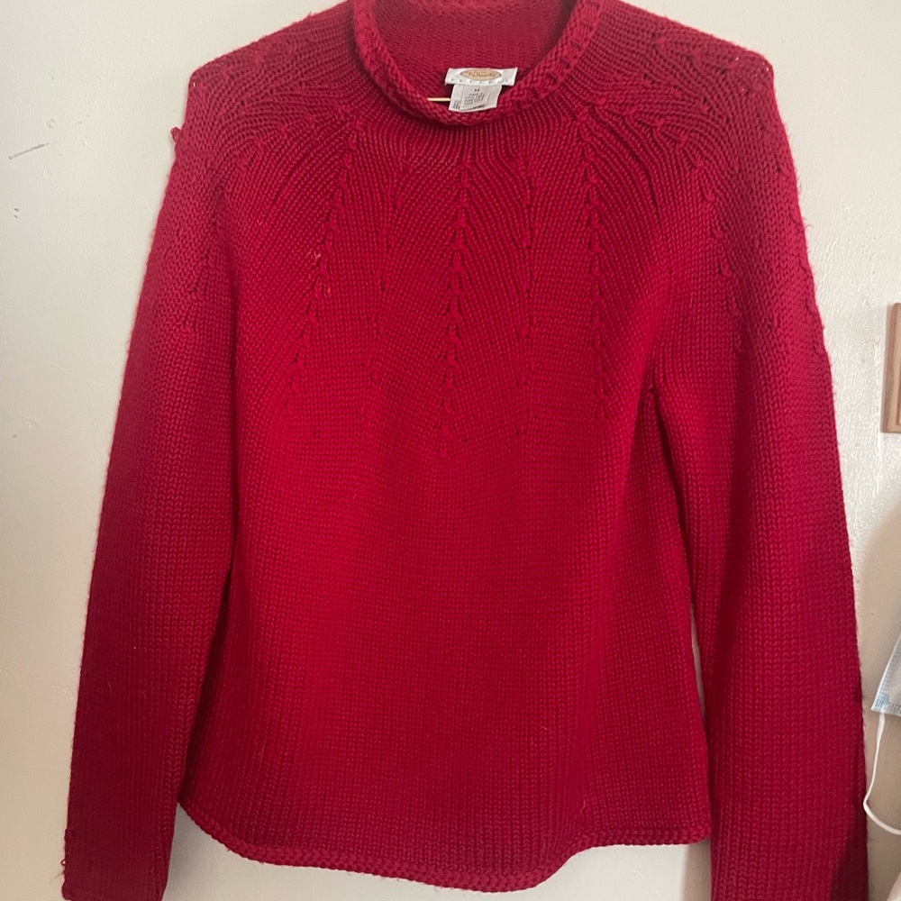 Talbots Vibrant Red Cowl Neck Sweater